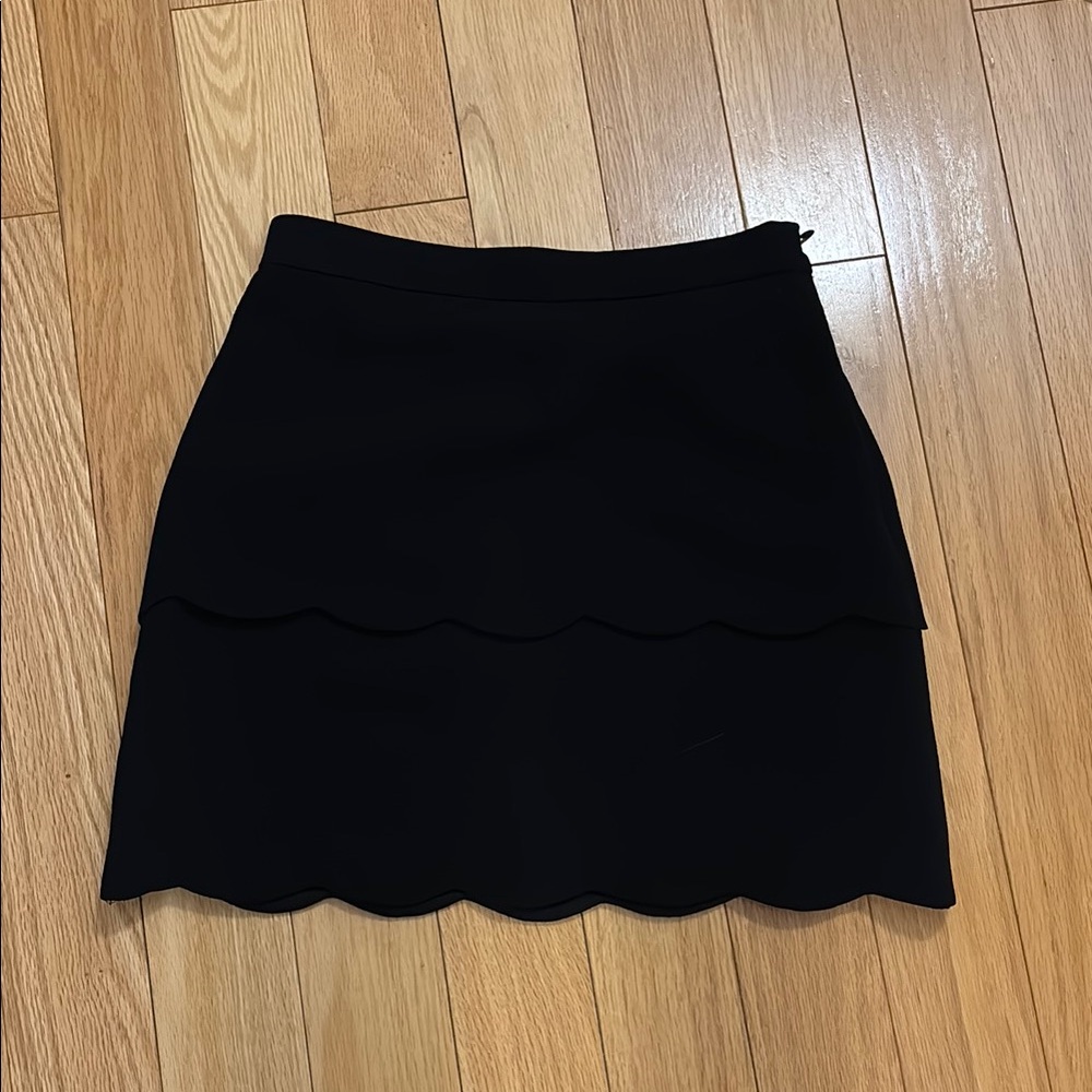 Black Scalloped Mini Skirt